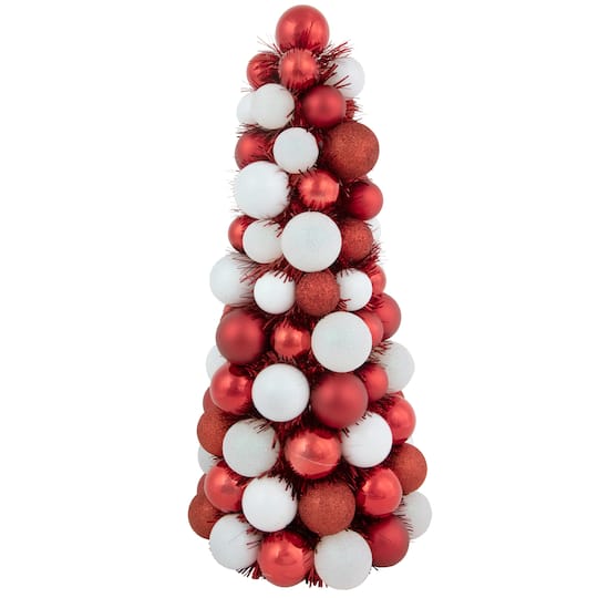 15.75" 3-Finish Shatterproof Ball Christmas Tree with Tinsel By Northlight in Red/White | 15.75" x 7.25" x 7.25" | Michaels®